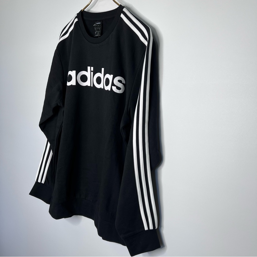 Adidas E 3S Crew FL Round-neck Sweater Unisex Black/White DQ3084 Size Large - Picture 13 of 15